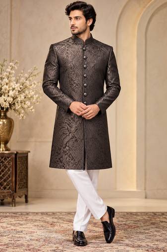Black indowestern sherwani ethnic wear