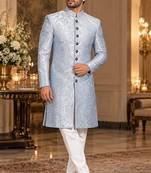 Sky blue indowestern sherwani ethnic wear