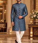 Turquoise indowestern sherwani ethnic wear
