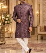 Wine indowestern sherwani ethnic wear