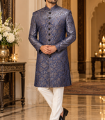 Blue indowestern sherwani ethnic wear