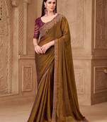 Bronze women embellished embroidered  georgette saree