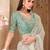 Off white ethnic motifs embroidered  georgette heavy work saree