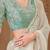 Off white ethnic motifs embroidered  georgette heavy work saree