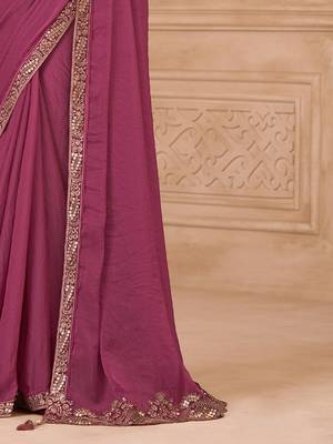 Purple ethnic motifs sequinned  georgette heavy work saree 5