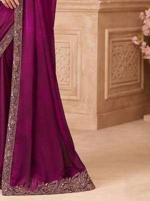 Purple embellished embroidered  georgette saree 5