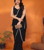 Black mirror work  georgette saree
