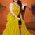 Yellow mirror work  georgette saree