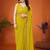 Yellow mirror work  georgette saree