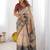 Cream floral  cotton handloom saree
