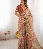 Yellow floral  cotton handloom saree
