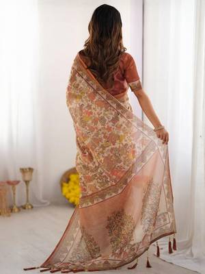 Yellow floral  cotton handloom saree 3