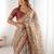 Cream floral  cotton saree