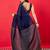 Navy blue zari silk blend banarasi saree