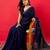 Navy blue zari silk blend banarasi saree