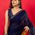 Navy blue zari silk blend banarasi saree