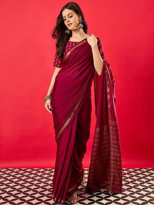 Burgundy woven design zari banarasi saree 2