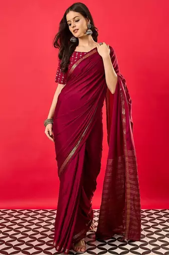 Burgundy woven design zari banarasi saree