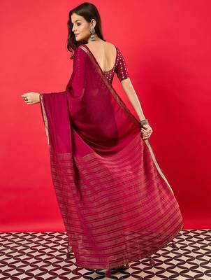 Burgundy woven design zari banarasi saree 4