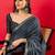 Charcoal zari silk blend banarasi saree