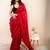 Red embellished beads and stones khadi saree