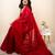 Red embellished beads and stones khadi saree