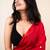 Red embellished beads and stones khadi saree