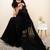 Black embellished sequinned khadi saree