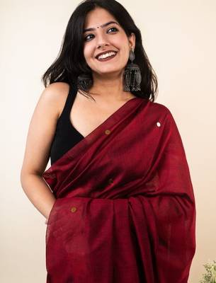 Maroon embellished sequinned khadi saree 5