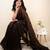 Brown sequinned khadi saree