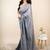 Grey embellished mirror work khadi saree