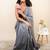 Grey embellished mirror work khadi saree