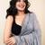 Grey embellished mirror work khadi saree