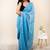 Turquoise embellished sequinned khadi saree