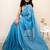 Turquoise embellished sequinned khadi saree