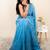 Turquoise embellished sequinned khadi saree