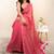 Pink embellished mirror work khadi saree