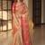 Beige floral embroidered silk blend designer banarasi saree