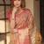 Beige floral embroidered silk blend designer banarasi saree