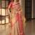Beige floral embroidered silk blend designer banarasi saree