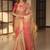 Beige floral embroidered silk blend designer banarasi saree
