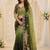Green floral embroidered poly georgette designer saree