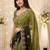 Green floral embroidered poly georgette designer saree
