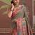 Grey floral silk blend banarasi saree