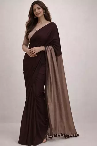 Maroon  cotton khadi saree