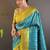 Blue woven design zari silk blend banarasi saree