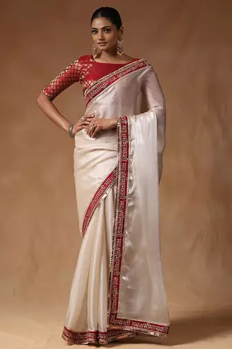 White sequinned tissue designer saree