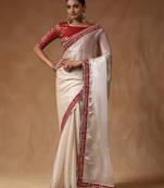 White sequinned tissue designer saree