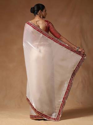 White sequinned tissue designer saree 2