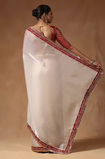 White sequinned tissue designer saree